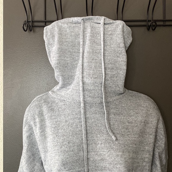 Enough About Me size S gray lightweight sweatshirt with long turtleneck - Picture 3 of 10